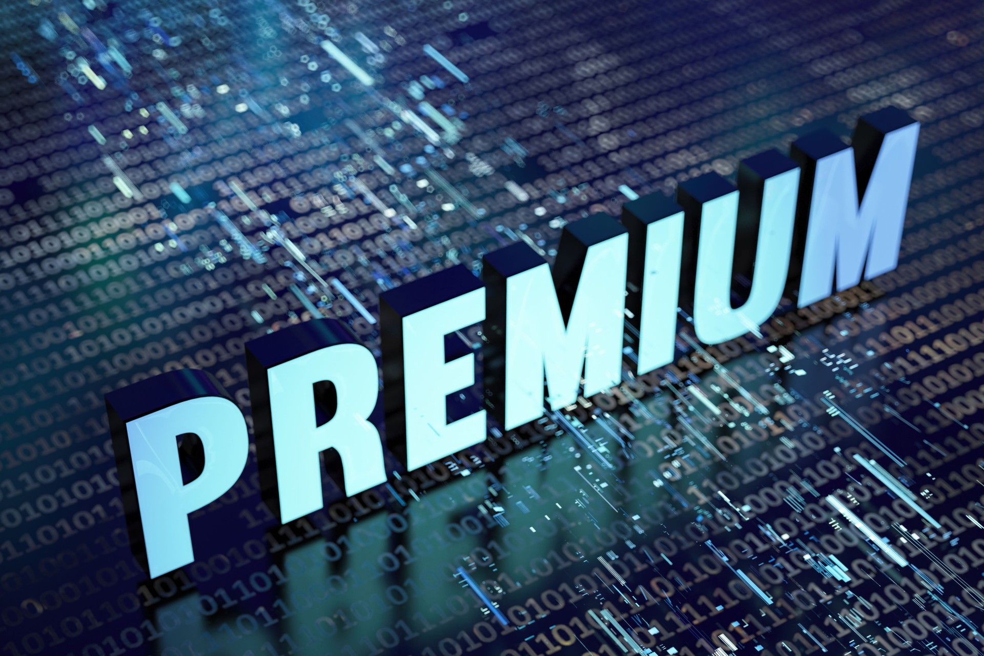 Glowing Premium Sign on Futuristic Background